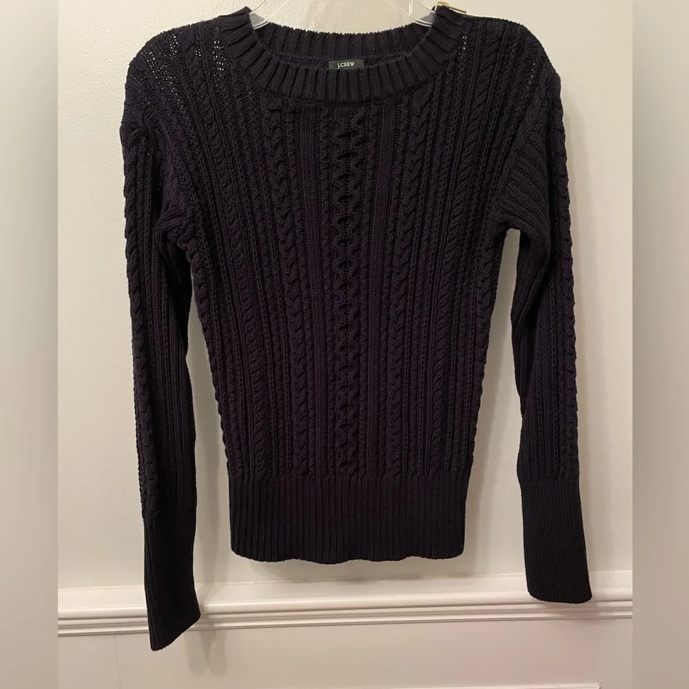 J. Crew 100% Cotton Navy Crew Neck Sweater Size Medium